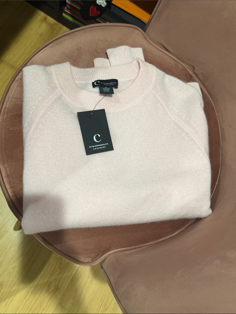 Bloomingdale's Pale Pink Cashmere Crewneck Sweater
